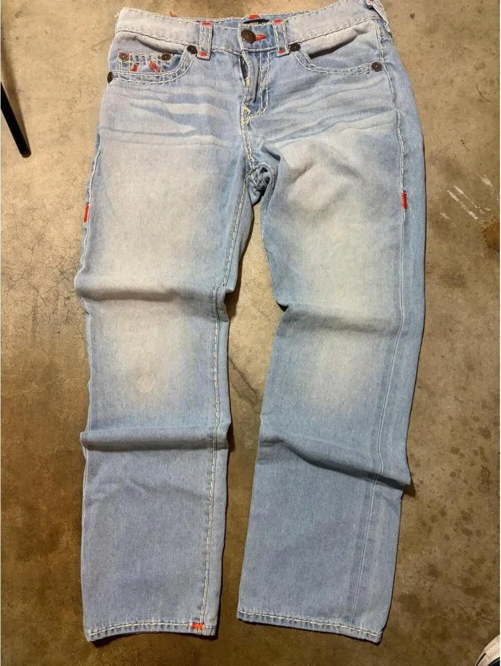 True Religion Ricky jeans orange stitch denim Y2K baggy relaxed straight vintage